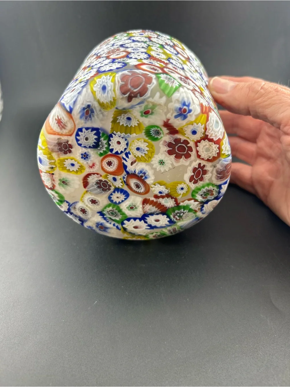 VTG Murano Millefiori Glass Tumbler Vase-Fratelli Toso Italian Art Glass